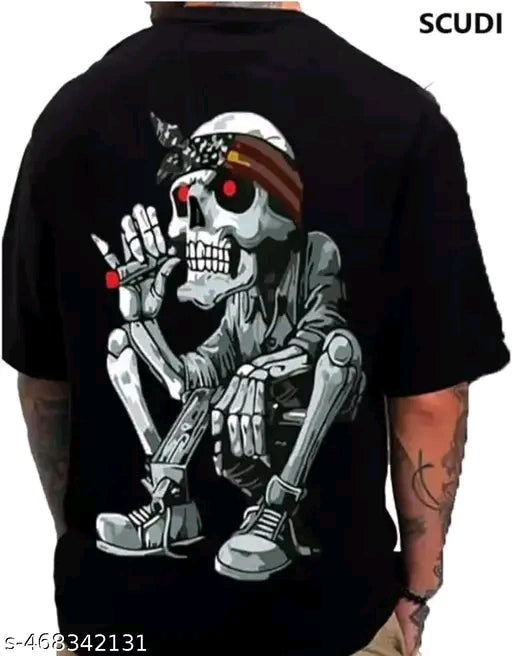 Trendy Black Colour Printed Half-sleeve T-shirts for Men