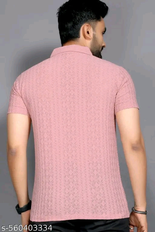 Men's Half Sleeve Premium Pattern Zipper Polo T-Shirt