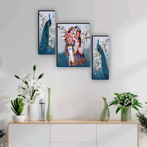 Set of 3 Radha Krishna with Couple Peacock