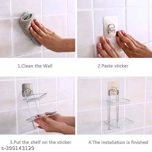 Wall Mount Self-Adhesive Double-Layer Soap Dish Holder