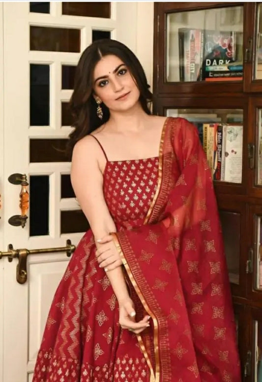 Women's rayon fabric printed flared kurti pant set