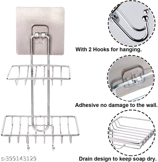 Wall Mount Self-Adhesive Double-Layer Soap Dish Holder