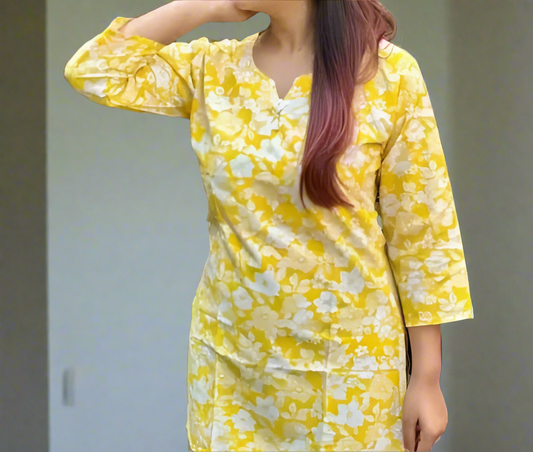 Straight short kurta for girls and women-short printed kurti for women