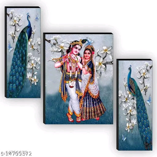 Set of 3 Radha Krishna with Couple Peacock