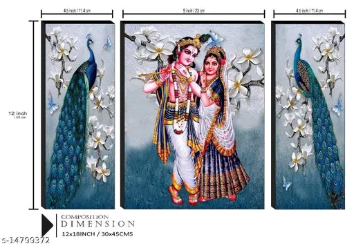 Set of 3 Radha Krishna with Couple Peacock