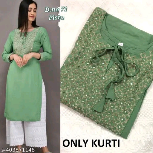 rayon kurti embroidered