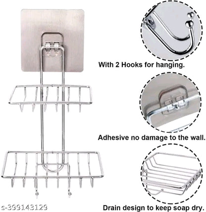Wall Mount Self-Adhesive Double-Layer Soap Dish Holder