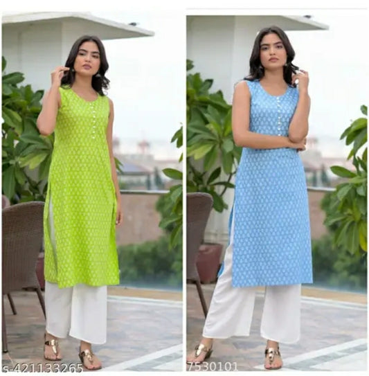 Trending printed Ryaon stylish kurta for women and girls combo