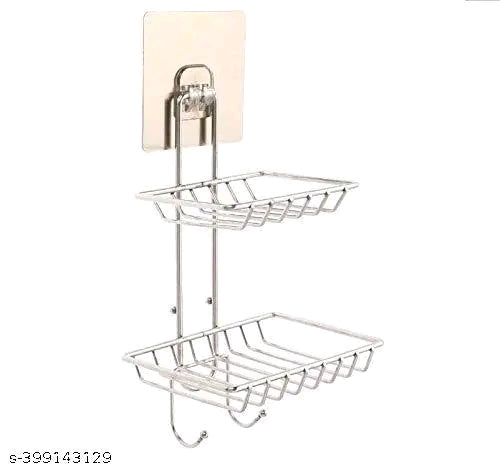 Wall Mount Self-Adhesive Double-Layer Soap Dish Holder