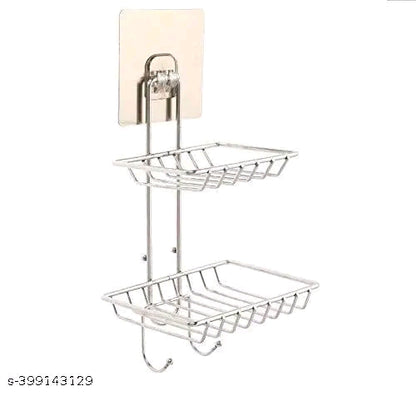 Wall Mount Self-Adhesive Double-Layer Soap Dish Holder